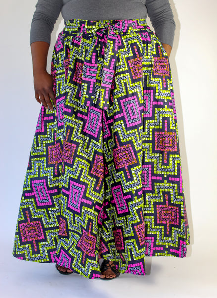 Orchid & Lime Ankara Print Skirt