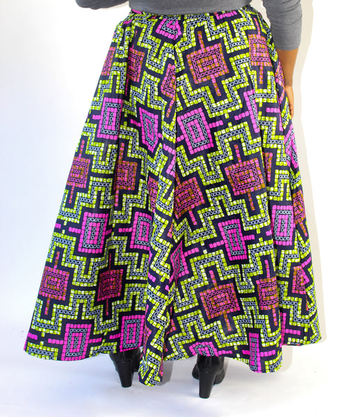Orchid & Lime Ankara Print Skirt