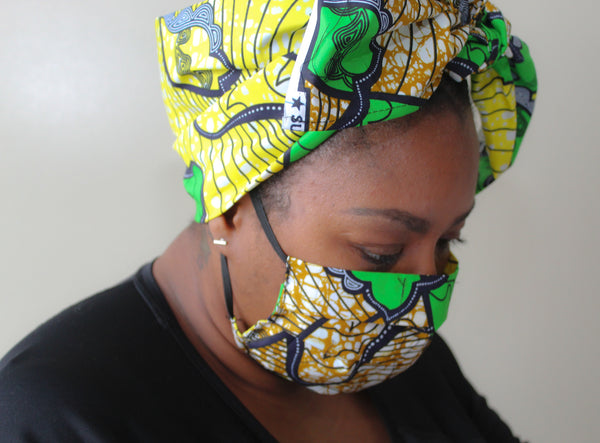 Mask & Head Wrap Set, Green