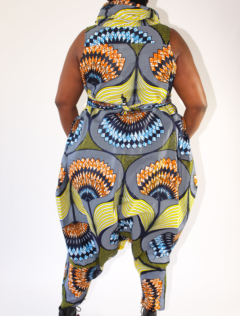 Blue and yellow jumpsuit store