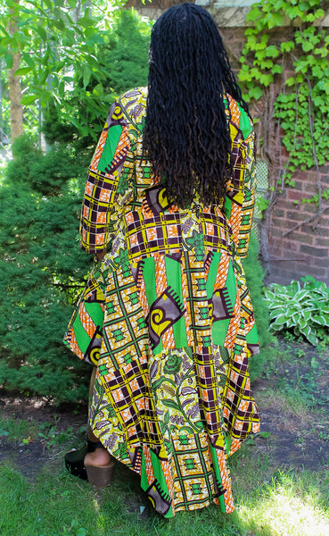 Chartreuse & Orange High Low Dress