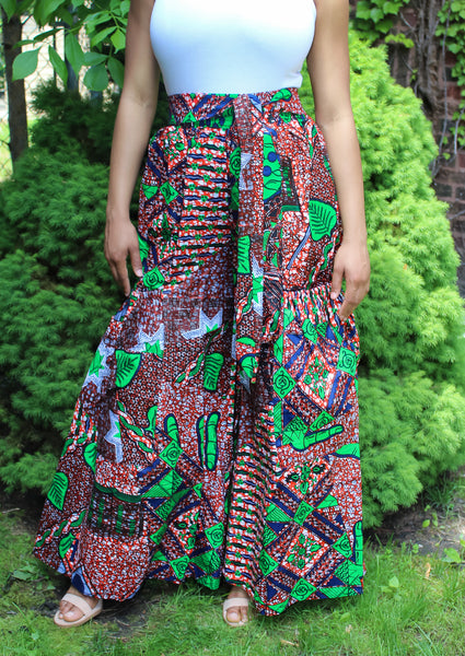 Orange, Green,  Blue African Print Pants
