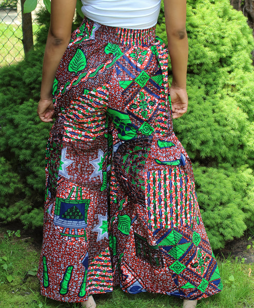 Orange, Green,  Blue African Print Pants