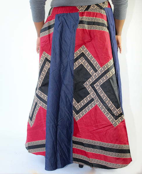 Denim & Wine Ankara Print Skirt