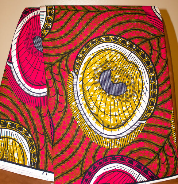 Fuchsia & Gold Ankara Fabric