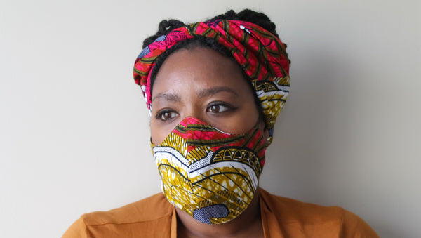 Fuchsia Mask & Head Wrap Set