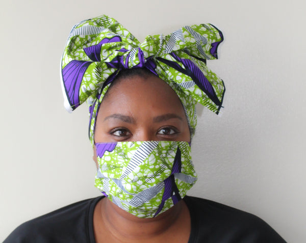 Mask & Head Wrap Set, Purple