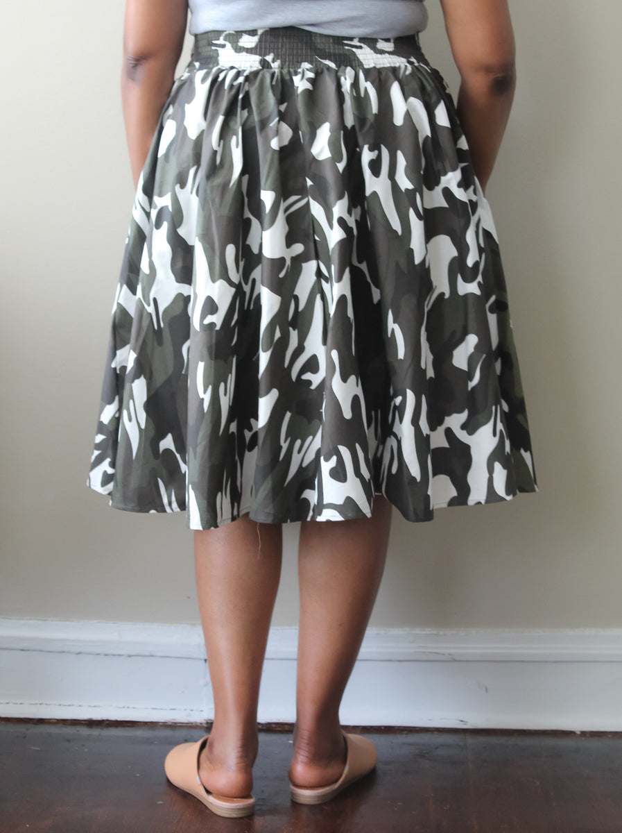 White Grey Camo Skirt