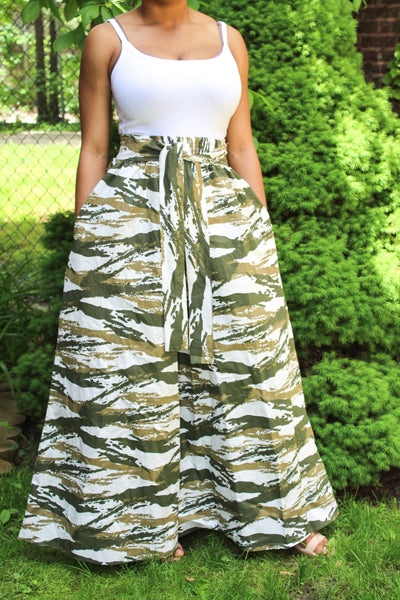 Olive & White Maxi Skirt