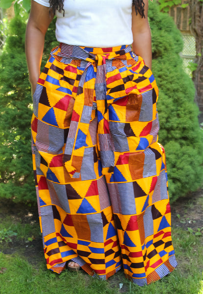 Marigold Geo Ankara Print Wide Leg Pant