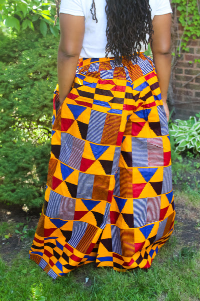 Marigold Geo Ankara Print Wide Leg Pant