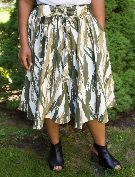 Olive & White Skirt