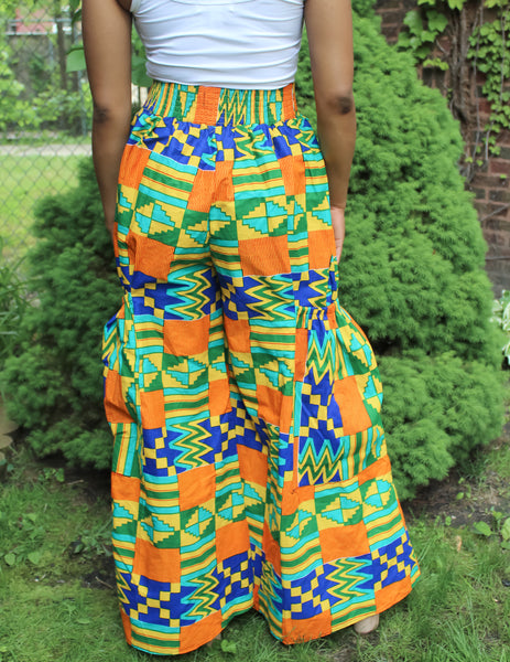 Royal Orange Kente Print Pants