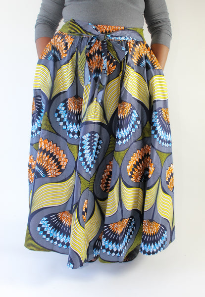 Blue, Orange, & Yellow Printed Skirt