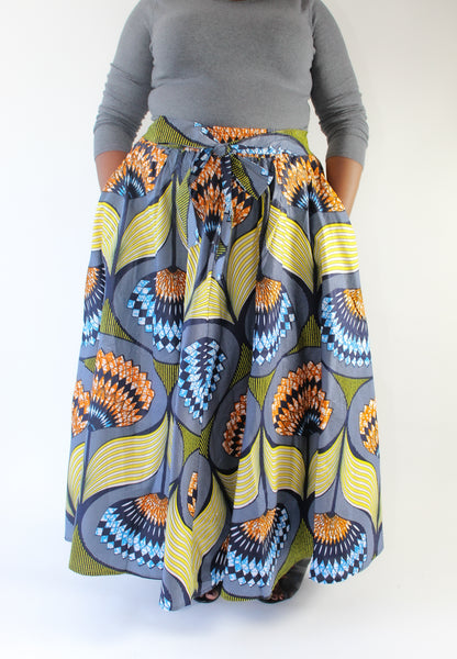 Blue, Orange, & Yellow Printed Skirt