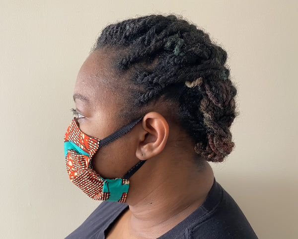 Teal African Print Face Mask