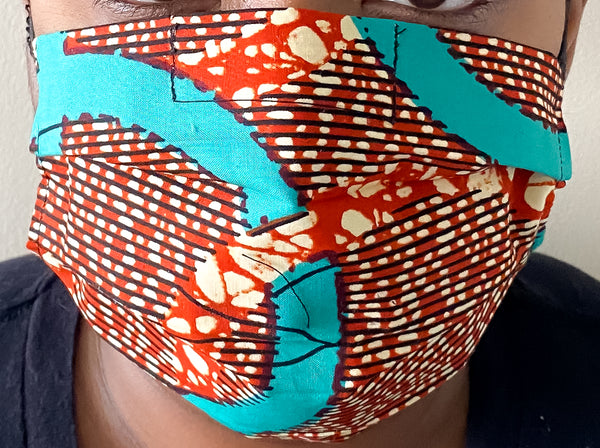 Teal African Print Face Mask