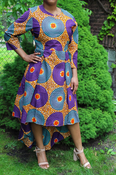 Purple & Blue Circle Print Dress