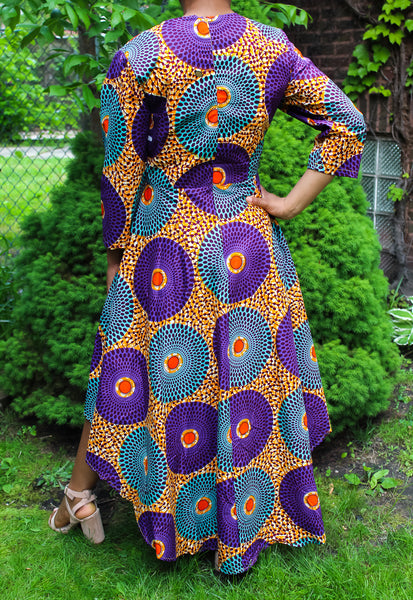 Purple & Blue Circle Print Dress
