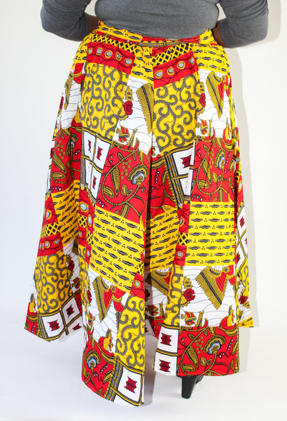 Red & Gold African Print Skirt