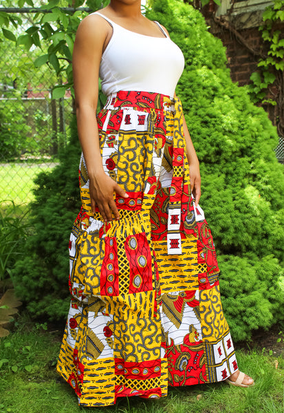 Red & Gold African Print Pants
