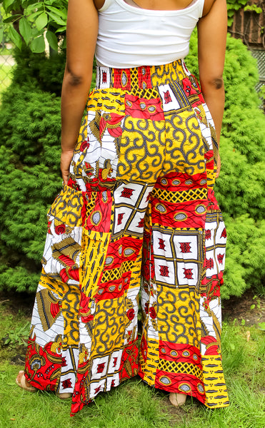 Red & Gold African Print Pants
