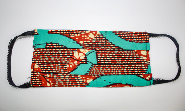 Teal African Print Face Mask