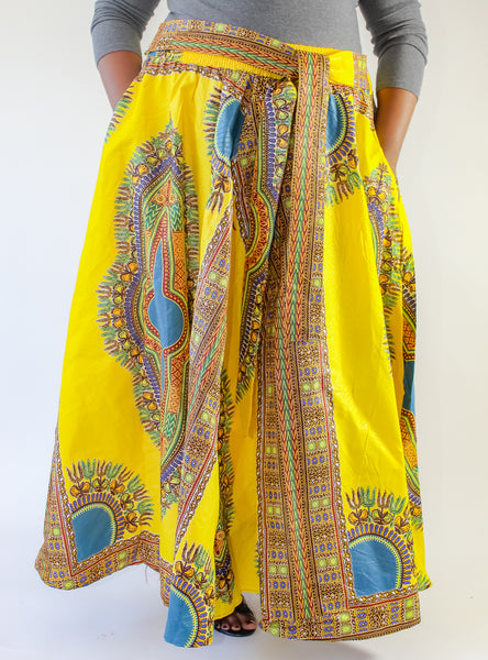 Yellow Dashiki Print Skirt