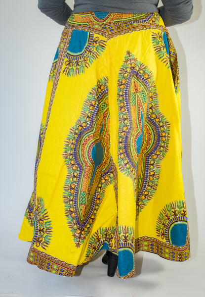 Yellow Dashiki Print Skirt