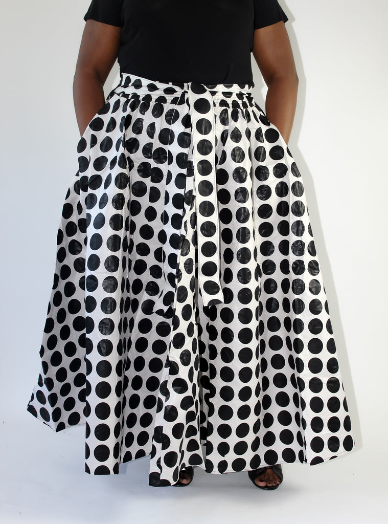 Black White Polka Dot Maxi Skirt kayraimports Kayra Imports