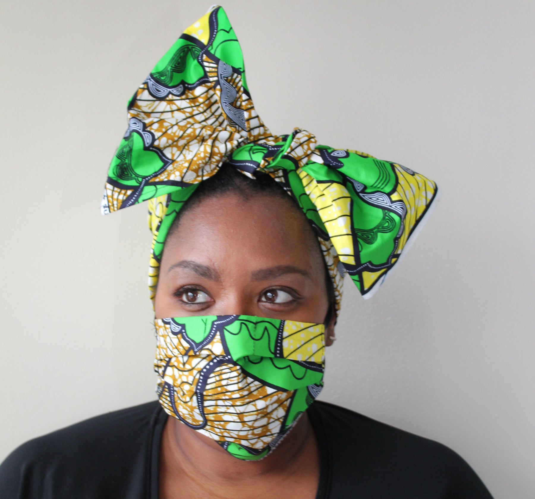 Mask & Head Wrap Set, Green