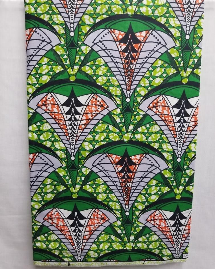 Multi Green African Print Fabric