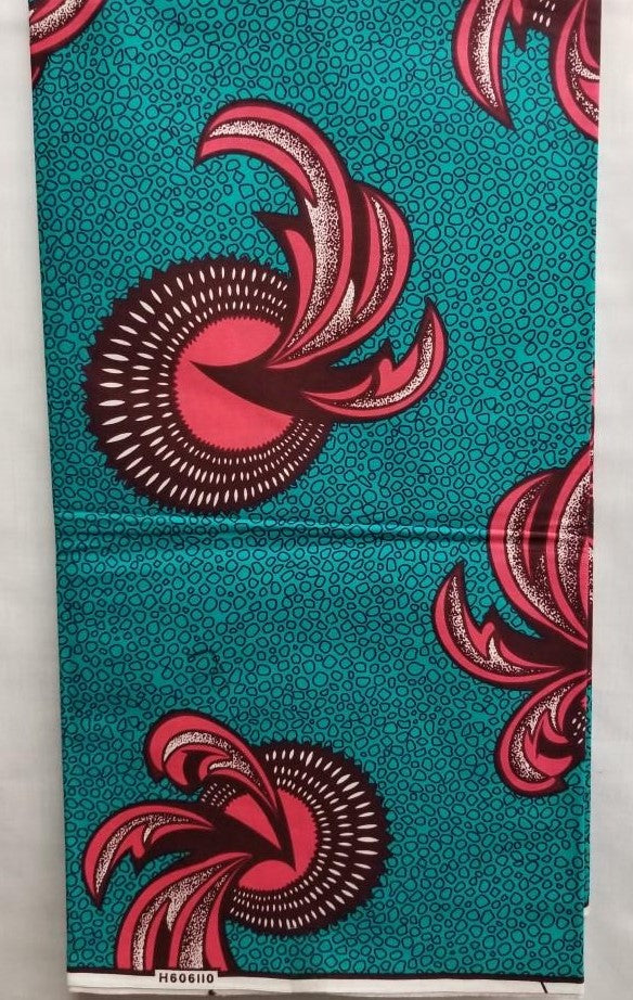 Turquoise & Pink African Print Fabric