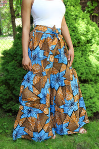 Blue Flower African Print Pants