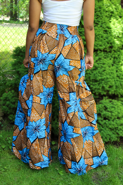 Blue Flower African Print Pants