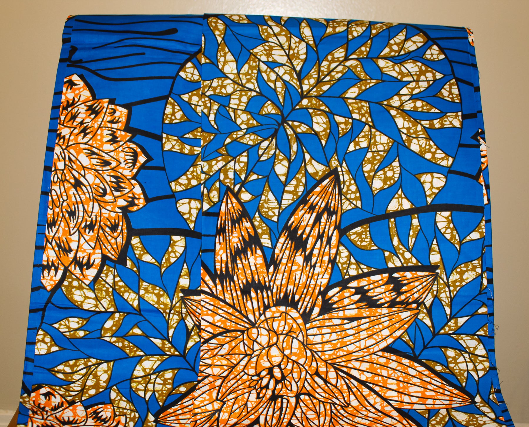 Blue & Orange Floral Fabric