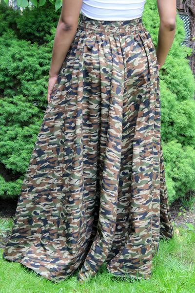 Dark Camouflage Print Skirt