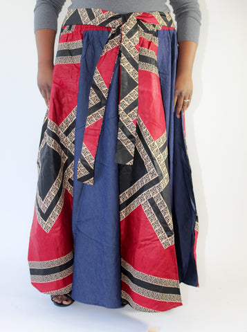 Denim & Wine Ankara Print Skirt