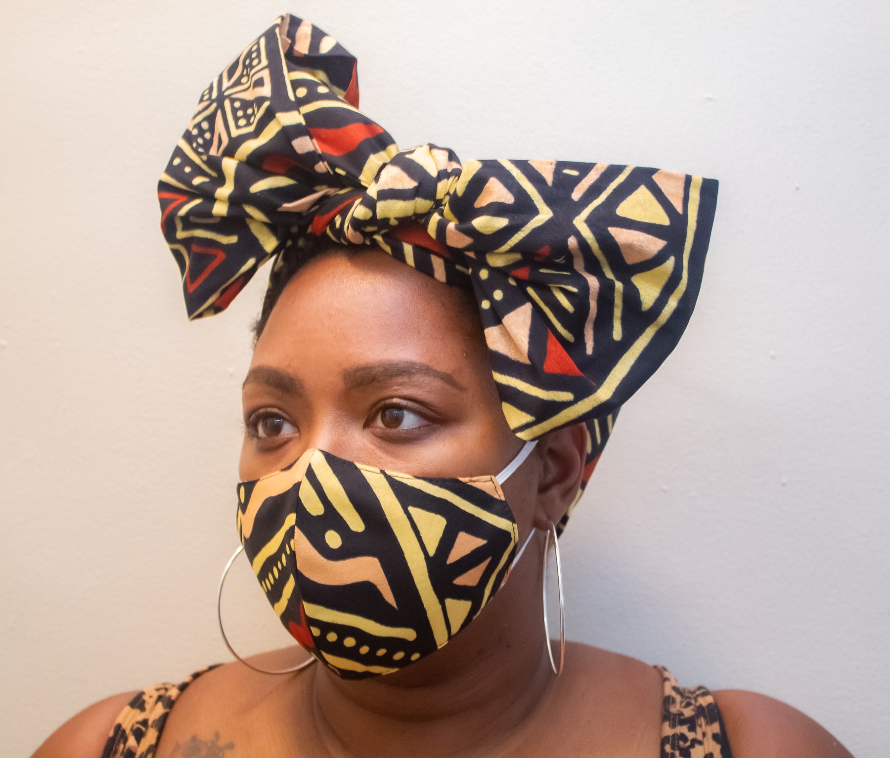 Mudcloth Face Mask & Head Wrap Set