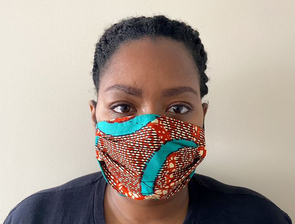 Teal African Print Face Mask