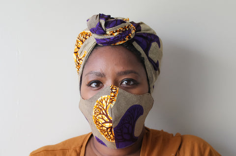 Purple Tree Mask & Head Wrap Set