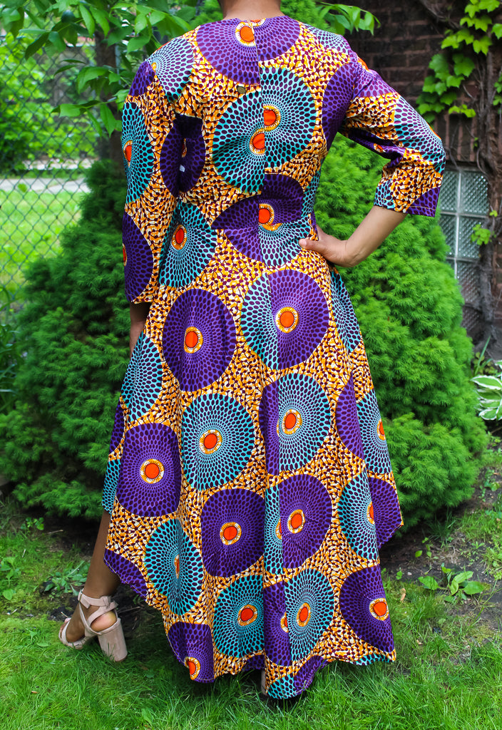 Purple & Blue Circle Print Dress | kayraimports.com  Kayra Imports