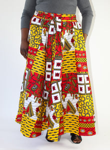 Red & Gold African Print Skirt