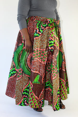 Orange, Green, Blue African Print Skirt