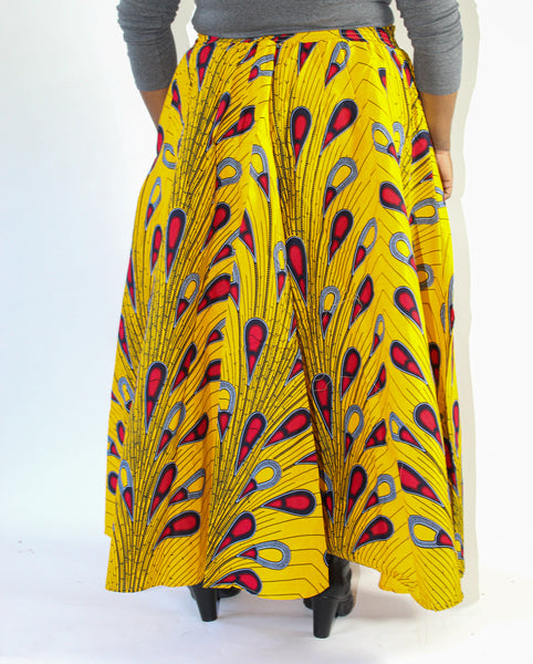 Yellow, Red & Navy African Print Skirt